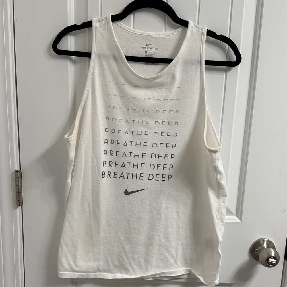 Nike White Breathe Deep Tank Top